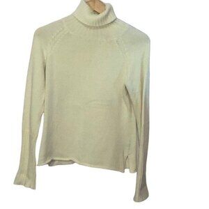 The Limited Ivory Turtleneck Sweater Womens M Ribbed Knit Long Sleeve Acrylic Bl